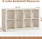 8 Cube Storage Bookcase 53" Wide Wooden Book