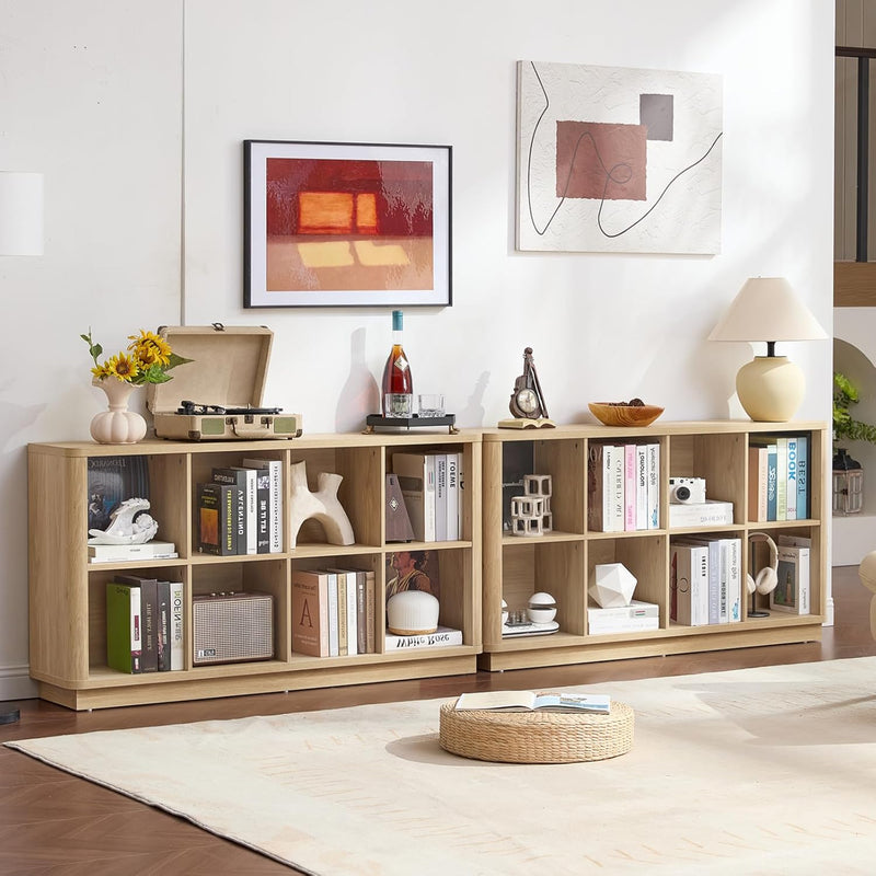 8 Cube Storage Bookcase 53" Wide Wooden Book