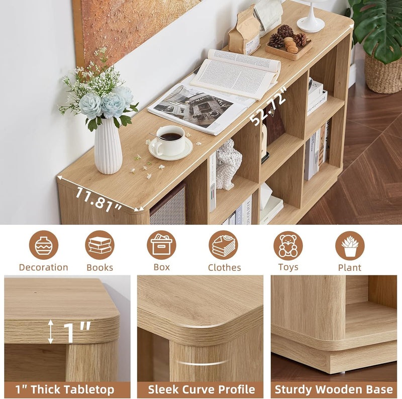 8 Cube Storage Bookcase 53" Wide Wooden Book