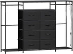 8-Drawer Dresser for Bedroom with Hanging Rack LED