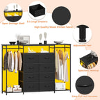 8-Drawer Dresser for Bedroom with Hanging Rack LED