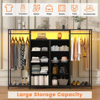 8-Drawer Dresser for Bedroom with Hanging Rack LED