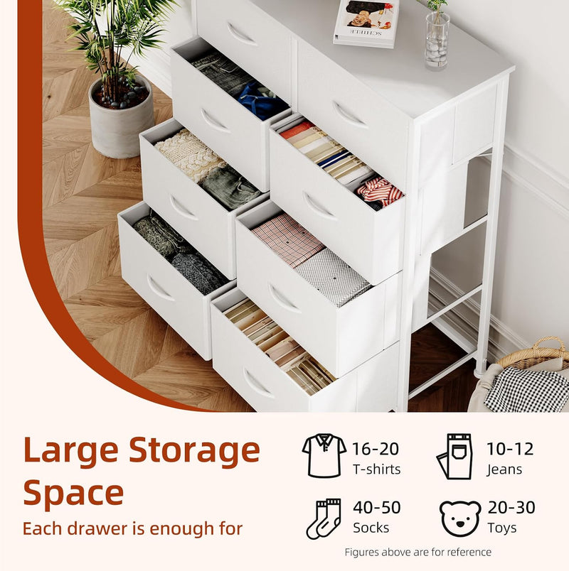 8 Drawer Dresser Tall Fabric Chest of Drawers