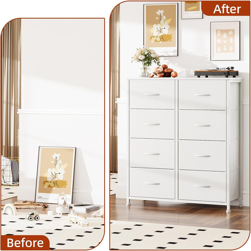 8 Drawer Dresser Tall Fabric Chest of Drawers