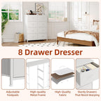 8 Drawer Dresser Tall Fabric Chest of Drawers