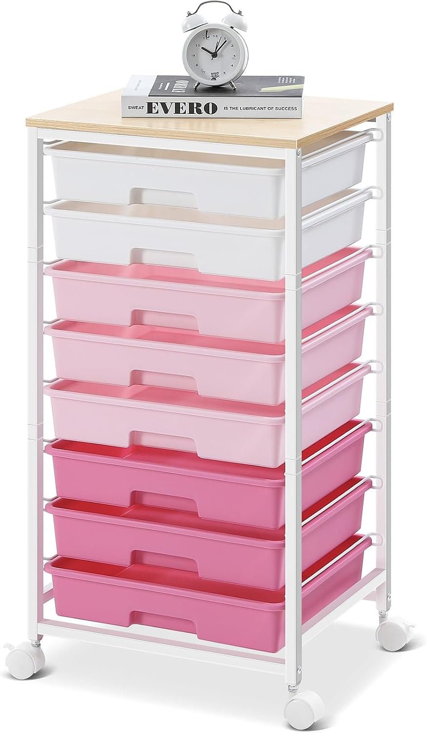 8-Drawer Storage Trolley Rolling Cart with Lockable Wheels