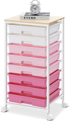 8-Drawer Storage Trolley Rolling Cart with Lockable Wheels