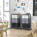 8-Drawer Storage Trolley Rolling Cart with Lockable Wheels