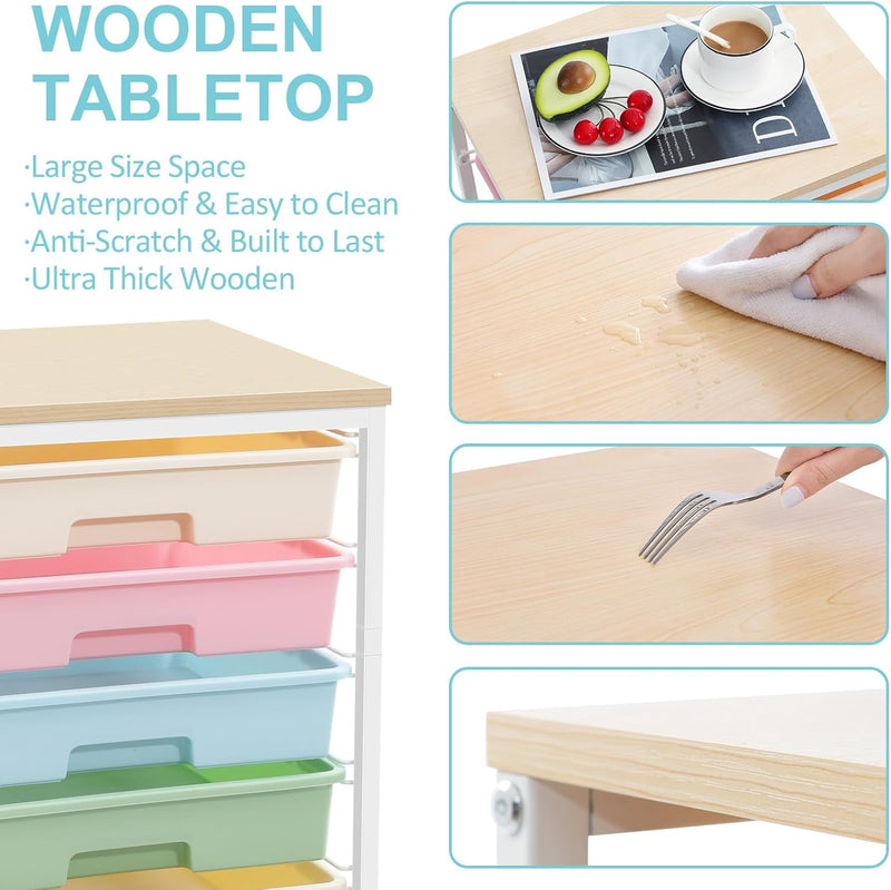 8-Drawer Storage Trolley Rolling Cart with Lockable Wheels