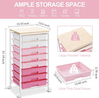 8-Drawer Storage Trolley Rolling Cart with Lockable Wheels