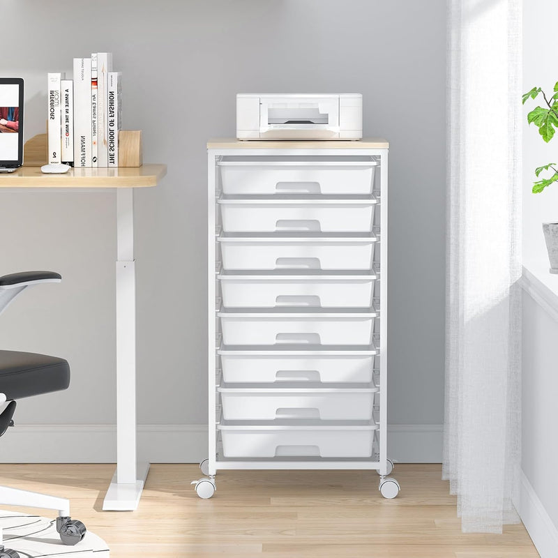 8-Drawer Storage Trolley Rolling Cart with Lockable Wheels