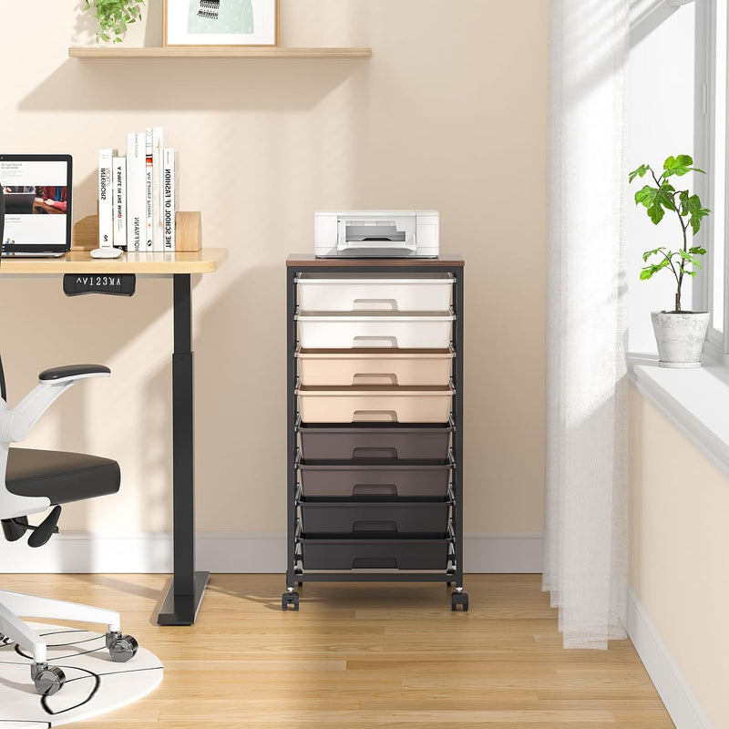 8-Drawer Storage Trolley Rolling Cart with Lockable Wheels