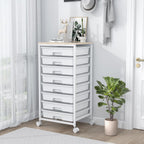 8-Drawer Storage Trolley Rolling Cart with Lockable Wheels
