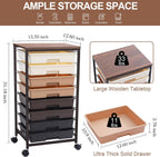 8-Drawer Storage Trolley Rolling Cart with Lockable Wheels