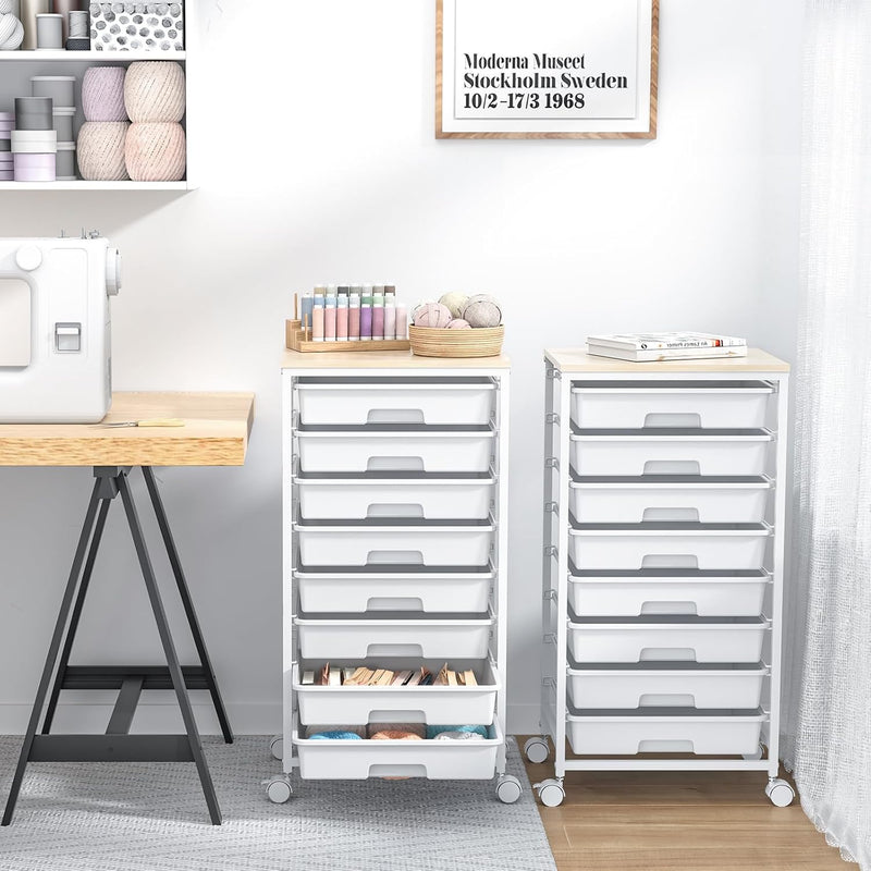8-Drawer Storage Trolley Rolling Cart with Lockable Wheels