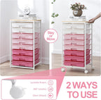 8-Drawer Storage Trolley Rolling Cart with Lockable Wheels