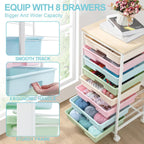 8-Drawer Storage Trolley Rolling Cart with Lockable Wheels