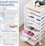 8-Drawer Storage Trolley Rolling Cart with Lockable Wheels