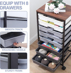 8-Drawer Storage Trolley Rolling Cart with Lockable Wheels
