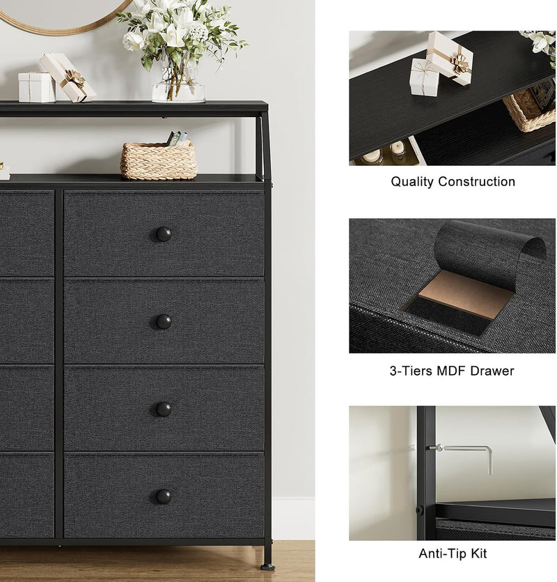8 Drawers Chest of with Open Shelves