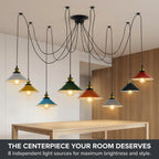 8 Heads Spider Pendant Light Industrial Metal Cone