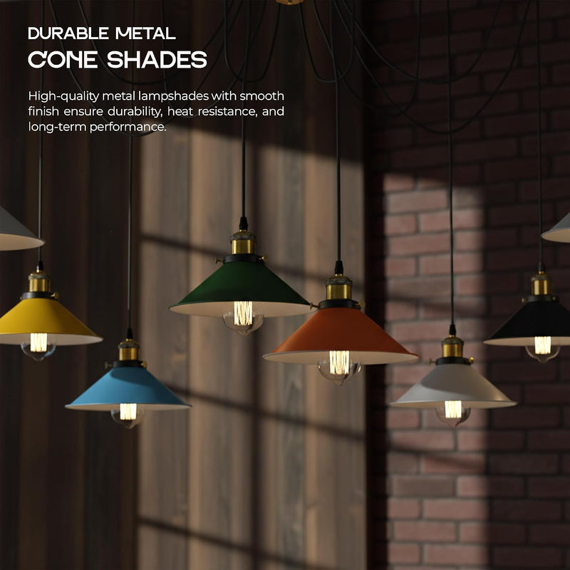 8 Heads Spider Pendant Light Industrial Metal Cone