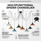 8 Heads Spider Pendant Light Industrial Metal Cone