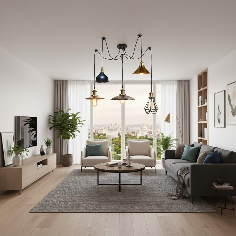 8 Head Spider Pendant Light with Adjustable 2m