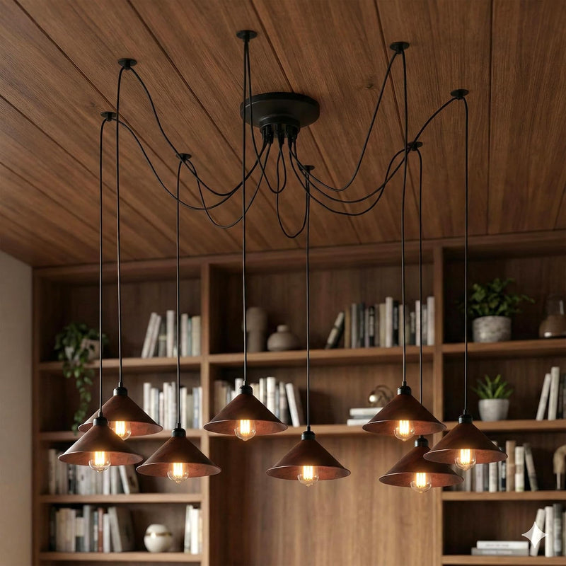 8 Head Spider Pendant Light with Adjustable 2m
