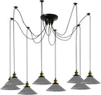 8 Heads Spider Pendant Light Industrial Metal Cone