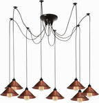 8 Heads Spider Pendant Light Industrial Metal Cone