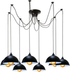 8 Heads Spider Pendant Light Industrial Metal Cone