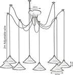 8 Heads Spider Pendant Light Industrial Metal Cone