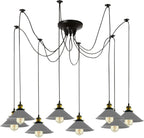 8 Heads Spider Pendant Light Industrial Metal Cone