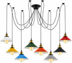 8 Heads Spider Pendant Light Industrial Metal Cone