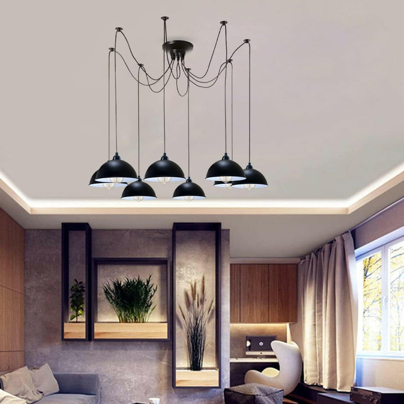 8 Heads Spider Pendant Light Industrial Metal Cone