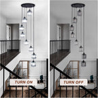 8-Light Crystal Staircase Chandelier Long Drop E27