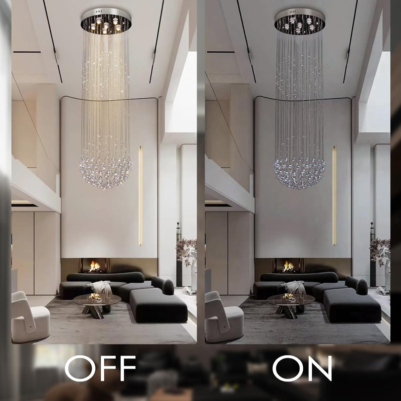 8-Light Crystal Staircase Chandelier Long Drop E27