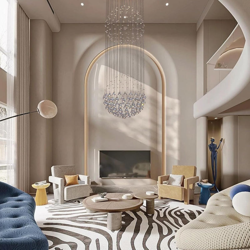 8-Light Crystal Staircase Chandelier Long Drop E27