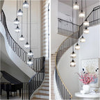 8-Light Crystal Staircase Chandelier Long Drop E27