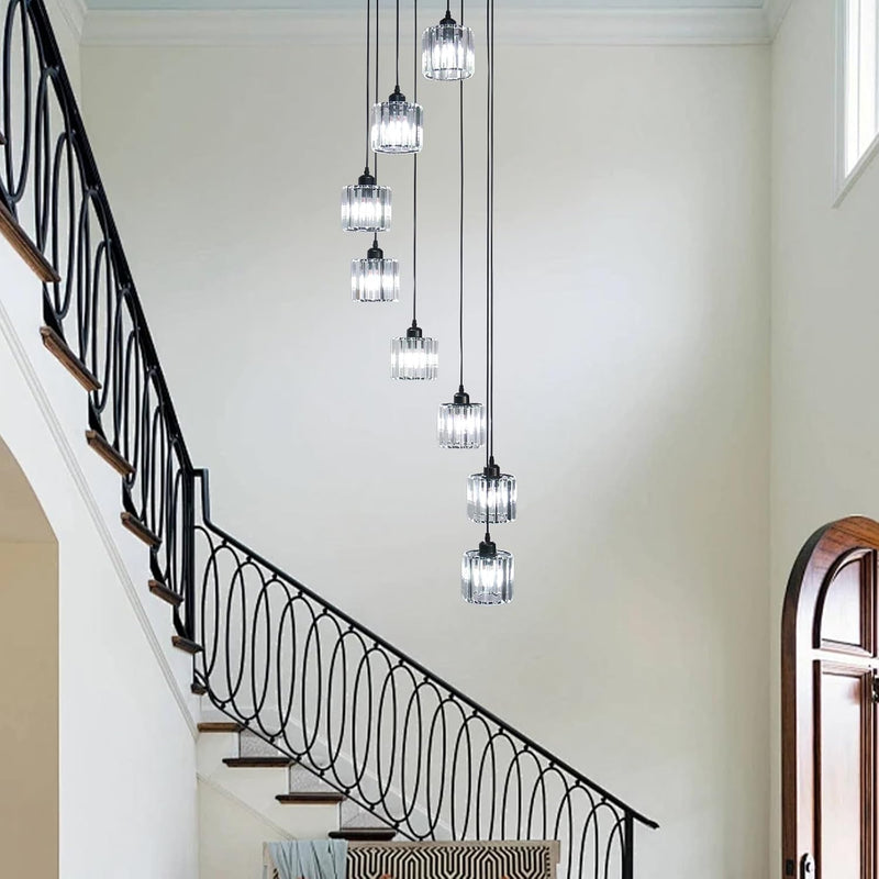 8-Light Crystal Staircase Chandelier Long Drop E27
