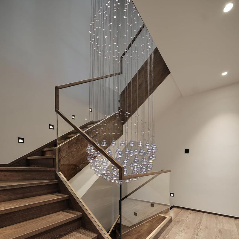 8-Light Crystal Staircase Chandelier Long Drop E27