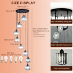 8-Light Crystal Staircase Chandelier Long Drop E27