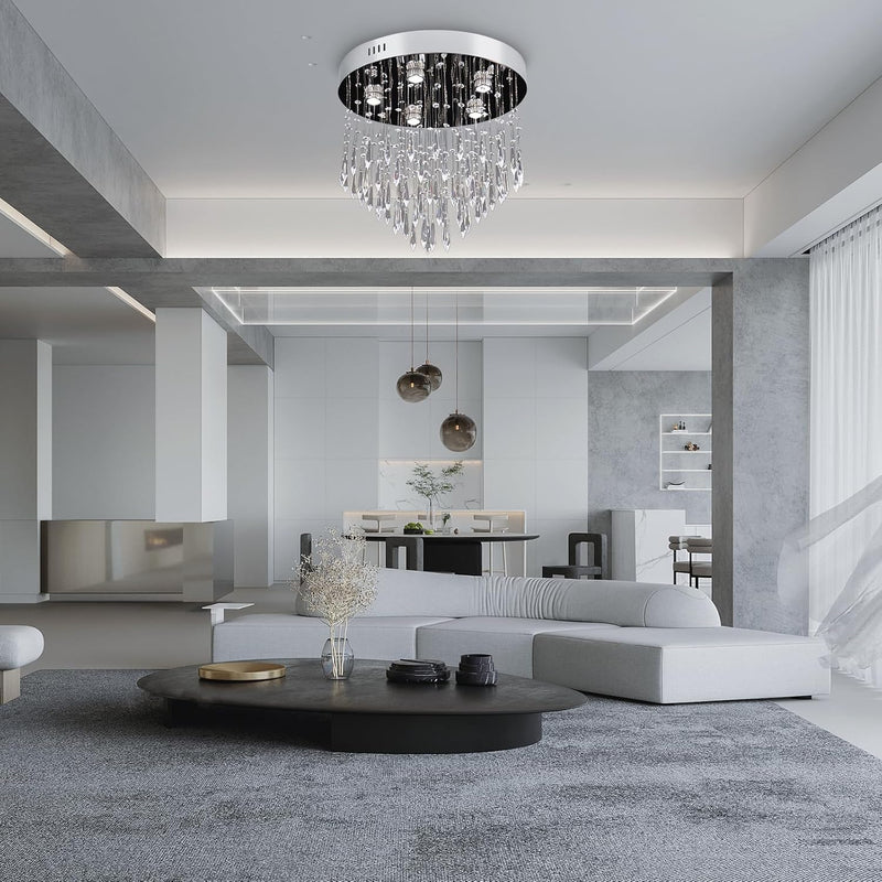 8-Light Crystal Staircase Chandelier Long Drop E27