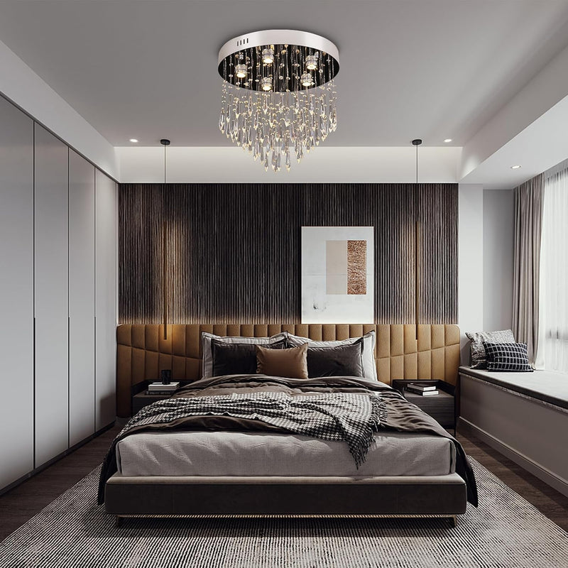 8-Light Crystal Staircase Chandelier Long Drop E27