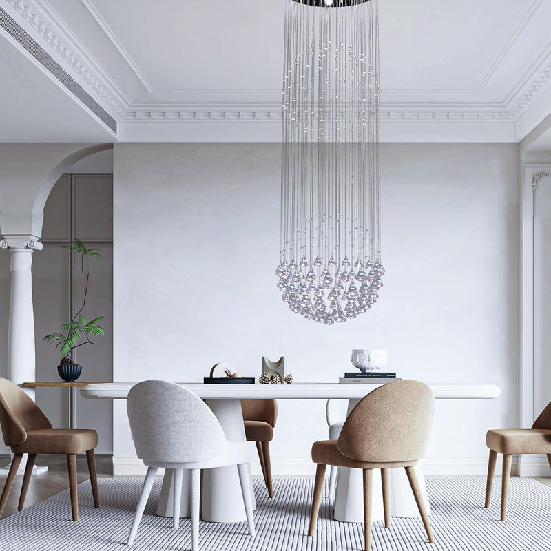 8-Light Crystal Staircase Chandelier Long Drop E27