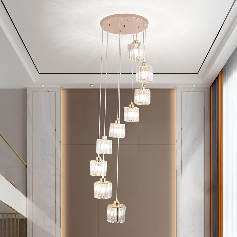 8 Light Raindrop Crystal Chandelier E27 Bulb Base