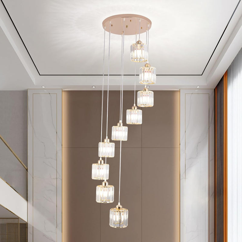8 Light Raindrop Crystal Chandelier E27 Bulb Base