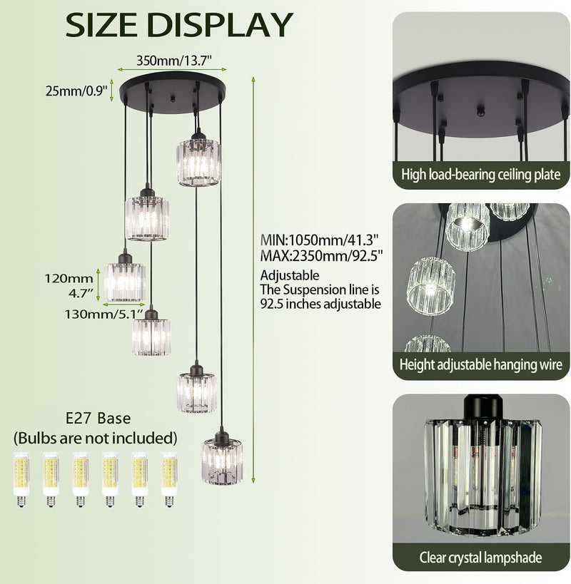 8 Light Raindrop Crystal Chandelier E27 Bulb Base