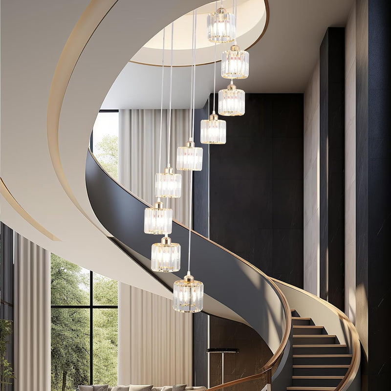 8 Light Raindrop Crystal Chandelier E27 Bulb Base